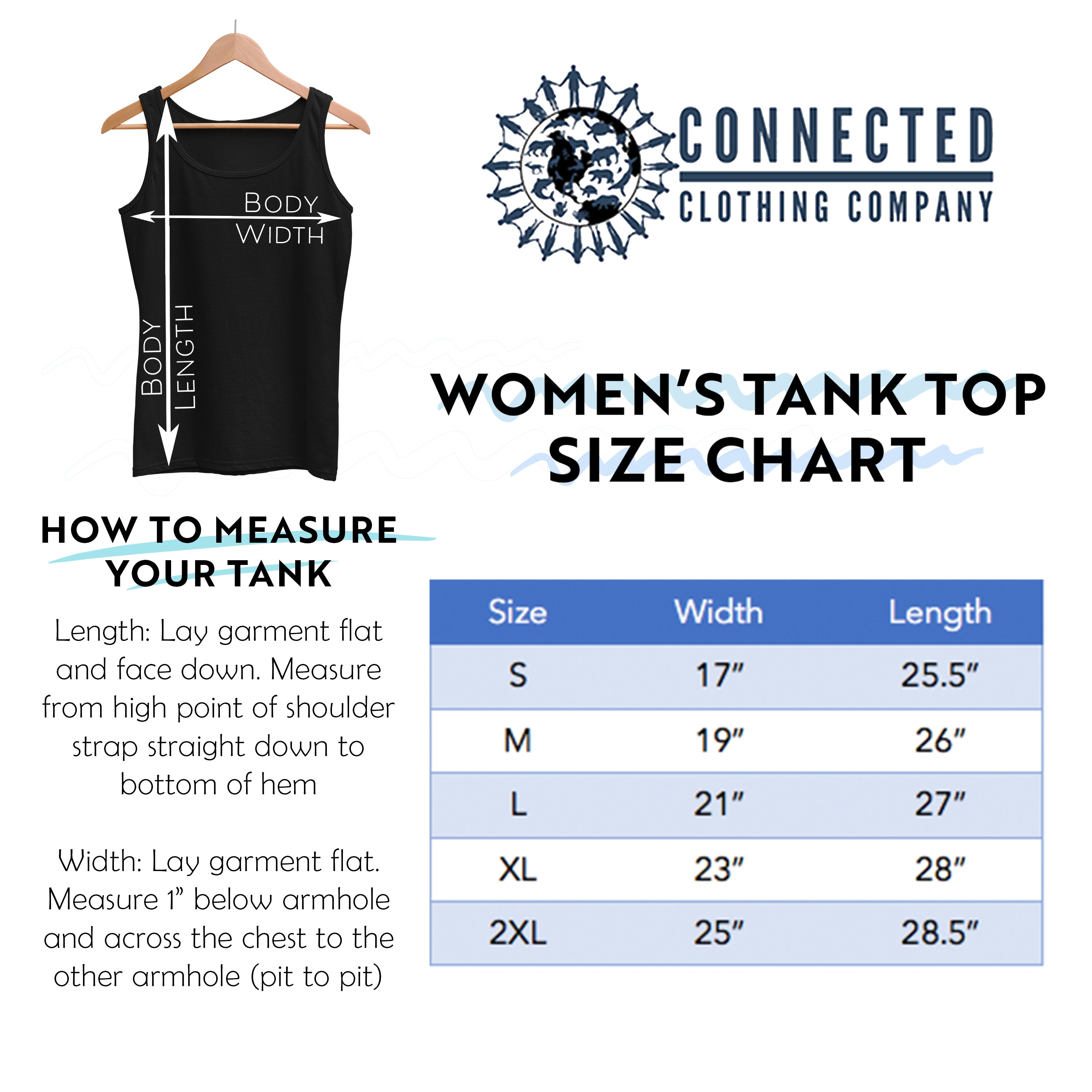Women's Relaxed Tank Top Size Chart - architectconstructor - Ethically and Sustainably Made - 10% donated to Mission Blue ocean conservation